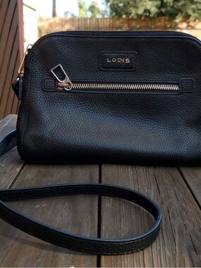 Lodis Black Leather Crossbody Bag Gold Hardware Minimalist Everyday Bag